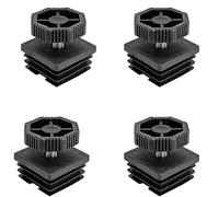 Supertool 4 piedini di livellamento regolabili, 38 x 38 mm, kit di inserti per tubi quadrati, tappi terminali per gambe delle sedie con filettatura regolabile per piedini per mobili, nero