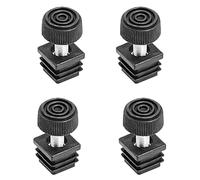 Supertool 4 piedini di livellamento regolabili da 20 x 20 mm, kit di inserti per tubi quadrati per gambe delle sedie con filettatura regolabile per piedini per mobili, nero
