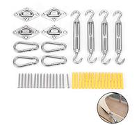 SuperTOOL - Kit di fissaggio per tenda da sole, per triangolo e quadrato, in acciaio inox 304, kit di accessori per fissaggio a vela (8 mm)