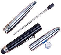 Supertool Pen - Penna a sfera a LED 3 in 1, penna stilo/luce LED, con ricarica extra e batterie, per scrittura notturna (1 confezione)