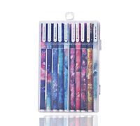 SUPERTOOL - Penna a sfera 0,38 mm con inchiostro in gel nero. Set di cancelleria da 10 penne per scuola o ufficio con motivo a cartoni animati (Cielo stellato)