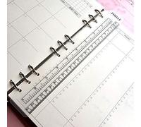 Supertool Righello adatto a raccoglitore per quaderni, formato A5, segnapagina, 6 anelli, in plastica Filofax per giornale, rivista, quaderno, nero