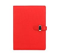 Supertool Taccuino in pelle sintetica con fogli volanti, classico foderato, con tasca e portapenne, per riunioni di lavoro, diario di viaggio (A5, rosso)