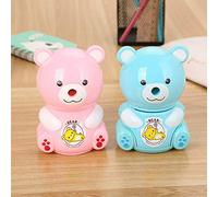 SUPERTOOL - Temperamatite a forma di orso, a manovella, colore blu, per scuola e ufficio (1 pz)