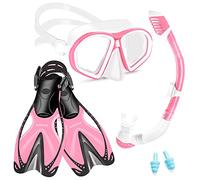 Supertrip Set da snorkeling per bambini, 3 pezzi, set da nuoto, maschera subacquea con vetro temperato, boccaglio a secco, pinne regolabili, per bambini