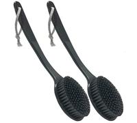 SUPERWASH PLUS Spazzola da bagno per la schiena - Spazzola da doccia con manico lungo curvo con setole in carbone medio rigide per la pulizia e l'esfoliazione del corpo, scrubber per la schiena per