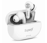SuperX Auricolari wireless Bluetooth 5.0 con custodia di ricarica IPX5 Auricolari/Headphones in Ear Built in Mic Industrial Leading TWS Sound with Sport Pumping Bass - Argento platino