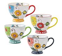 superyes Set di 1 tazze da caffè grandi, set di tazze da caffè per tè, latte, cappuccino, cereali, zuppa di cioccolata calda, regalo per amico, famiglia 15 OZ (rosa + rosso)