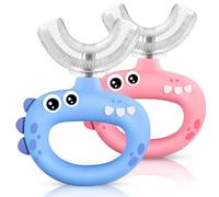 SUPERZZKKE Spazzolino da denti per bambini, a forma di U, con spazzola in silicone morbido per uso alimentare, bocca intera manuale, design per la pulizia orale a 360°, per bambini da 1 a 2 anni, 3-6