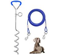 Supet - Picchetto e guinzaglio per cani da giardino e campeggio, picchetti e guinzagli robusti per cani grandi fino a 56,7 kg, picchetto a vite e guinzaglio per esterni (3 m)