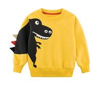 SUPFANS, maglietta da ragazzi con simpatici dinosauri, pullover a maniche lunghe, in cotone, T-Rex, top per bambini, 01 Giallo, 6 anni