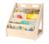 Supfine Libreria Montessori per bambini su 5 livelli, con manico e dispositivo anti-ribaltamento (colore legno, 41,9 x 41,9 x 30,4 cm)