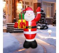 Supfine Pere Noel Gonfiabile da 1,5 m per Esterno, Babbo Natale Gonfiabile con Regali e Luci a LED, Decorazione Natale Esterna Gonfiabile per Giardino, Prato, Festa di Vacanza