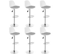 Supfine Set di 2 sgabelli da bar, cuscino in similpelle imbottita, supporto per piedi, regolabile in altezza e girevole a 360°, piedi cromo, sedie alte per cucine (6, grigio chiaro + bianco)