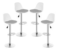 Supfine Set di 2 sgabelli da bar, cuscino in similpelle imbottita, supporto per piedi, regolabile in altezza e girevole a 360°, piedi cromo, sedie alte per cucine (4, grigio chiaro + bianco)