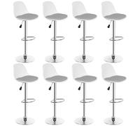 Supfine Set di 2 sgabelli da bar, cuscino in similpelle imbottita, supporto per piedi, regolabile in altezza e girevole a 360°, piedi cromo, sedie alte per cucine (8, grigio chiaro + bianco)