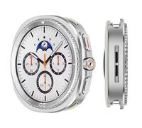 Suphart Compatibile con Cover Samsung Galaxy Watch 8 40mm, Robusta Custodia in Metallo Proteggi e Cornice Posteriore per Schermo per Galaxy Watch 8 40mm (Argento/Bianco)