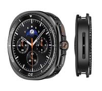 Suphart Compatibile con Cover Samsung Galaxy Watch 8 44mm, Robusta Custodia in Metallo Proteggi e Cornice Posteriore per Schermo per Galaxy Watch 8 44mm (Nero/Bianco)