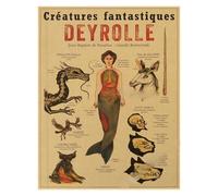 Supkan natomia della Sirena Poster Uccello Creature curiose Stampe su Carta Kraft Vintage Home Room Cafe Bar Art Decorazione Parete Pittura estetica(18,A3 16.5x11.8inch)