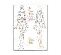Supkan onna Uomo Corpo Scheletro Anatomia Acquerello Stampa Studente di Medicina Scienza Chirurgia Anatomica Poster Home Wall Decor Doctor Gift(2,30x40cm No Frame)