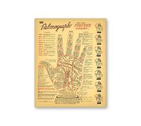 Supkancl Palm Reading Prints Antique Palmistry Fortune Telling Chart Poster Vintage Wall Art Picture Occult Decor di Carta Kraft(42x30cm No Frame)