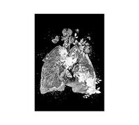 Supkancl Poster e Stampe di Arte della Parete Scheletro Anatomia in Bianco Nero Immagini Pittura su Tela da nordica for l'arredamento dell'ufficio del Medico(202104NQ624E,60x80cm No Frame)