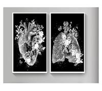 Supkancl Poster e Stampe di Arte della Parete Scheletro Anatomia in Bianco Nero Immagini Pittura su Tela da nordica for l'arredamento dell'ufficio del Medico(Two Pictures,13x18cm No Frame)