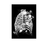 Supkancl Poster e Stampe di Arte della Parete Scheletro Anatomia in Bianco Nero Immagini Pittura su Tela da nordica for l'arredamento dell'ufficio del Medico(202104NQ624B,20x25cm No Frame)