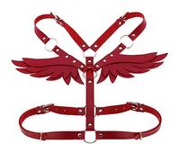 SUPKTHDY Donna Imbracatura Pelle Punk Rosso Sexy Imbracatura Regolabile Cintura Toracica Lingerie Punk Ali d'angelo Fetish Gotico Lingerie Bondage Set Sesso Gay