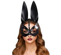 SUPKTHDY Halloween Maschera Donna, Sexy Coniglio Maschera Nero, Punk Coppia Cosplay Pelle Bondage Set, BDSM Carnevale Accessori