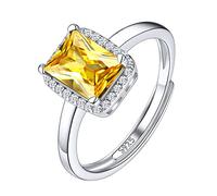 Suplight Anello 925 Donna con Pietra Quadrata Anello Donna con Citrino Anello Ragazza Regolabile Novembre con Confezione Regalo