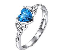 Suplight Anello Celtico Argento 925 Donna Pietra Cuore Blu Turchese Regolabile