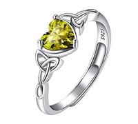 Suplight Anello Celtico Argento Donna 925 con Pietre Pietra Cuore Anello Argento 925 Donna Regolabile Peridoto Anello Pietra Regolabile Agosto con Confezione Regalo