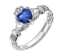 Suplight Anello Claddagh Donna Argento 925 Regolabile Solitario Con Zaffiro - Pietra Settembre - Fede Matrimonio Sposa