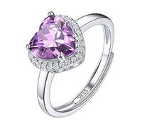 Suplight Anello Cuore Donna Regolabile in Argento 925 Con Alessandrite Giugno Orecchini Argento 925 Donna Confezione Regalo Inclusa