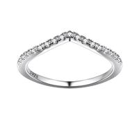 Suplight Anello Donna Argento 925 Anello Wishbone Argento 925 Anello a Forma V con Zirconia Cubica Anello Donna Semplice Anello Argento Impilabile Semplice Fedina Donna Misura 17