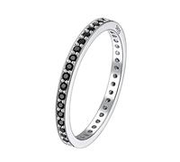 Suplight Anello Donna Argento 925 con Brillantini Neri Anello Eternità Fedina Argento 925 Donna Misura 22,25 Regalo per Moglie Fidanzata Amica