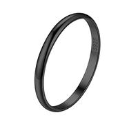 Suplight Anello Donna Argento 925 Nero - Fedina Dona Argento Sottile 2mm Taglia 9,25 - Regalo per Ragazza