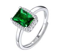 Suplight Anello Donna Argento 925 Pietra Quadrata Anello Diamante Diamante Anello Argento Regolabile Aprile con Confezione Regalo