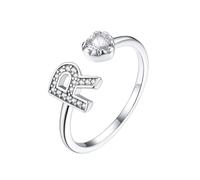 Suplight Anello Donna Lettera R Anello Donna Argento Sterling 925 Ornato con ZC Anello Donna Cuore Anello Regolabile Donna Anello con Iniziale R Regalo per Donna