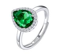 Suplight Anello Smeraldo Verde Goccia Anello Pietra Verde Smeraldo Anello Smeraldo Argento 925 Maggio con Confezione Regalo