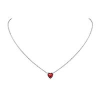 Suplight Collana Argento 925 Donna Con Rubino Rosso e Granato Collana Donna Cuore Punto Luce Gennaio - Confezione Regalo