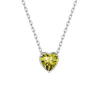 Suplight Collana Argento Donna Ciondolo Cuore Collana Punto Luce Donna in Argento 925 con Peridoto Giallo Pietra di Nascita Agosto Confezione Regalo Natale Compleanno