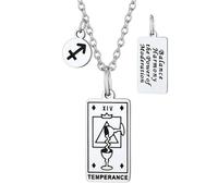 Suplight Collana di Tarocchi Arcani Maggiori in Acciaio Inossidabile - Ciondolo Carte dei Tarocchi Amuleto Rettangolo per Amanti dell'Oroscopo - Argento/Oro, Catena 45 + 5cm