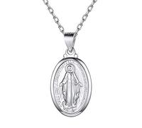 Suplight Collana Donna Argento 925 con Medaglia Miracolosa Collana Donna Argento con Medaglia Miracolosa Ciondolo Maria Vergina Regalo Religioso Catolico Cristiano