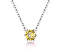 Suplight Collana Donna Argento 925 Punto Luce Collana Con Pietra Topazio Giallo Novembre Regalo per Ragazza Fidanzata Mamma Compleanno Natale