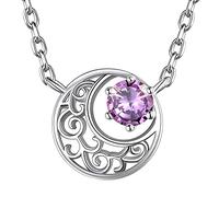 Suplight Collana Donna Argento Ciondolo Portafortuna Argento 925, Collana Luna Donna Argento 925 con Alessandrite Giugno Punto Luce Collana Confezione Regalo