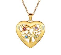 Suplight Collana Donna Argento con Albero della Vita Cuore Collana Donna Personalizzata con Pietra di Nascita e Nome Collana Argento 925 Donna Collana Oro con Nome Regalo per Donna e Ragazza