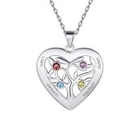 Suplight Collana Donna Argento con Albero della Vita Cuore Collana Personalizzata con Pietra di Nascita e Nome in Argento 925 Regalo Per Donna e Ragazza