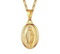 Suplight Collana Donna Medaglia Miracolosa Placcato Oro 18K Collana Donna con Medaglia Miracolosa Oro Ciondolo Madonna Miracolosa Maria Vergina Religioso Catolico Cristiano